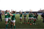 11 March 2017; Irish players celebrate after the final whistle during the RBS Women's Six Nations Rugby Championship match between Wales and Ireland at BT Sport Arms Park, Cardiff, Wales. Photo by Darren Griffiths/Sportsfile