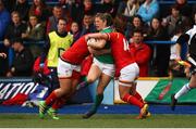11 March 2017; Alison Miller of Ireland is tackled by Rebecca De Filppo, left, and Elen Evans of Wales during the RBS Women's Six Nations Rugby Championship match between Wales and Ireland at BT Sport Arms Park, Cardiff, Wales. Photo by Darren Griffiths/Sportsfile