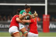 11 March 2017; Sophie Spence of Ireland is tackled by Amy Evans(left) and Rebecca Rowe of Wales during the RBS Women's Six Nations Rugby Championship match between Wales and Ireland at BT Sport Arms Park, Cardiff, Wales. Photo by Darren Griffiths/Sportsfile