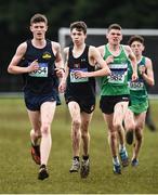 11 March 2017; Fintan Stewart of Lumen Christi college, Derry, left, on his way to winning the Senior Boys race ahead of Patrick McNiff, Bandbridge academy, centre, and Charlie Donovan, Colaiste Chriosti Ri Cork in the Senior Boys race during the Irish Life Health All Ireland Schools Cross Country at Mallusk Playing Fields in Newtownabbey, Co. Antrim. Photo by Oliver McVeigh/Sportsfile