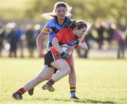 11 March 2017; Megan Dunford of UCC in action against Ciara Regan of UCD during the O'Connor Cup Semi Final match between UCD and UCC at Connacht Gaelic Athletic Association Centre of Excellence in Cloonacurry, Knock, Co. Mayo. Photo by Matt Browne/Sportsfile