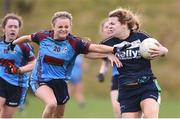 11 March 2017; Dearbhla Wright of UUC in action against Saoirse O'Donnell of GMIT during the Lagan Cup Final match between Galway-Mayo Institute of Techology and University of Ulster Coleraine at Connacht Gaelic Athletic Association Centre of Excellence in Cloonacurry, Knock, Co. Mayo. Photo by Matt Browne/Sportsfile