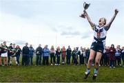 11 March 2017; UCD captain Anna McKenna lifting the cup after winning the Moynihan Cup Final match between UCD3 and IT Blanch at Castlebar Mitchels in MacHale Road, Castlebar, Co. Mayo.  Photo by Eóin Noonan/Sportsfile