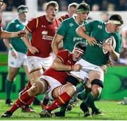 11 March 2017; Oisin Dowling of Ireland tackled by Sean Moore of Wales during the RBS U20 Six Nations Rugby Championship match between Wales and Ireland at Parc Eirias in Colwyn Bay, Wales. Photo by Simon Bellis/Sportsfile