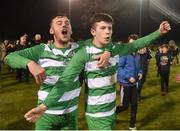 11 March 2017; Conor Randall, left, and Cathal O'Shea of Killarney Celtic celebrate after the FAI Junior Cup Quarter Final match between Killarney Celtic and Janesboro FC at Celtic Park in Killarney, Co. Kerry. Photo by Diarmuid Greene/Sportsfile