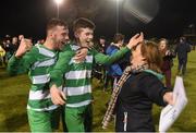 11 March 2017; Conor Randall, left, and Cathal O'Shea of Killarney Celtic celebrate with a supporter after the FAI Junior Cup Quarter Final match between Killarney Celtic and Janesboro FC at Celtic Park in Killarney, Co. Kerry. Photo by Diarmuid Greene/Sportsfile