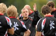 16 August 2011; Ulster Head Coach Brian McLaughlin speaks to his players during squad training ahead of their pre-season friendly against Neath on Friday. Ulster Rugby Squad Training, Newforge Training Ground, Belfast, Co. Antrim. Picture credit: Oliver McVeigh / SPORTSFILE
