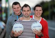 18 August 2011; Donegal players, from left, Michael Murphy, Karl Lacey and Kevin Cassidy at the Ulster Bank Donegal GAA Event in Letterkenny ahead of the GAA Football All-Ireland semi-final against Dublin. Ulster Bank, official sponsor of the GAA Football All-Ireland Championship, introduced a major new club focused initiative this season, called ‘Ulster Bank GAA Force’. The initiative supports local GAA clubs across the country by giving them the opportunity to refurbish and upgrade their facilities. Check out www.ulsterbank.com/gaa to be in with a chance to win €25,000 of support. Arena 7, Letterkenny, Co. Donegal. Picture credit: Oliver McVeigh / SPORTSFILE