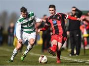 12 March 2017; Stephen Carroll of Peake Villa FC in action against Stephen Higgins of Sheriff YC FC during the FAI Junior Cup Quarter Final match between Peake Villa FC and Sheriff YC FC at Tower Grounds in Thurles, Tipperary. The FAI Junior Cup Final will take place at Aviva Stadium on the 13th May 2017 - #RoadToAviva. Photo by Eóin Noonan/Sportsfile
