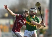12 March 2017; Jack Goulding of Kerry in action against Paul Flaherty of Galway during the Allianz Hurling League Division 1B Round 4 match between Kerry and Galway at Austin Stack Park in Tralee, Co. Kerry. Photo by Diarmuid Greene/Sportsfile