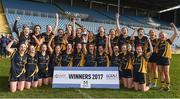 12 March 2017; The DCU team celebrate winning the Giles Cup Final match between Dublin City University and Athlone Institute of Technology at Elverys MacHale Park in Castlebar, Co. Mayo. Photo by Brendan Moran/Sportsfile