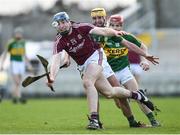 12 March 2017; Conor Cooney of Galway in action against John Buckley and Keith Carmody of Kerry during the Allianz Hurling League Division 1B Round 4 match between Kerry and Galway at Austin Stack Park in Tralee, Co. Kerry. Photo by Diarmuid Greene/Sportsfile
