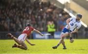 12 March 2017; Austin Gleeson of Waterford has his shot blocked down by Dean Brosnan of Cork during the Allianz Hurling League Division 1A Round 4 match between Waterford and Cork at Walsh Park in Waterford. Photo by Stephen McCarthy/Sportsfile