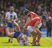 12 March 2017; Shane Bennett of Waterford in action against Cork players Mark Ellis and Colm Spillane, 4, during the Allianz Hurling League Division 1A Round 4 match between Waterford and Cork at Walsh Park in Waterford. Photo by Stephen McCarthy/Sportsfile