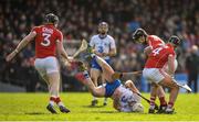 12 March 2017; Shane Bennett of Waterford in action against Cork players, from left, Damian Cahalane, Mark Ellis and Colm Spillane, 4, during the Allianz Hurling League Division 1A Round 4 match between Waterford and Cork at Walsh Park in Waterford. Photo by Stephen McCarthy/Sportsfile