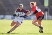 12 March 2017; Aisling McCarthy of UL in action against Niamh Cotter of UCC during the O'Connor Cup Final match between University of Limerick and University College Cork at Elverys MacHale Park in Castlebar, Co. Mayo. Photo by Brendan Moran/Sportsfile