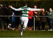 12 March 2017; John Rock of Sheriff YC FC celebrates after scoring his side's second goal during the FAI Junior Cup Quarter Final match between Peake Villa FC and Sheriff YC FC at Tower Grounds in Thurles, Tipperary. The FAI Junior Cup Final will take place at Aviva Stadium on the 13th May 2017 - #RoadToAviva. Photo by Eóin Noonan/Sportsfile