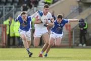 12 March 2017; Padraig McNulty of Tyrone in action against Gearoid McKiernan and Niall Murray of Cavan during the Allianz Football League Division 1 Round 3 Refixture match between Tyrone and Cavan at Healy Park in Omagh, Co. Tyrone. Photo by Oliver McVeigh/Sportsfile