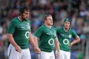 18 August 2011; Sean Cronin, Ireland Select XV, with team-mates Tony Buckley, left, and Niall Ronan, right. Rugby World Cup Warm-Up Game, Ireland Select XV v Connacht, Donnybrook Stadium, Donnybrook, Dublin. Picture credit: Stephen McCarthy / SPORTSFILE