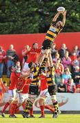 19 August 2011; Marco Wentzel, London Wasps, wins possession in the line-out ahead of Paddy Butler, Munster. Pre-season Friendly, Munster v London Wasps, Musgrave Park, Cork. Picture credit: Diarmuid Greene / SPORTSFILE