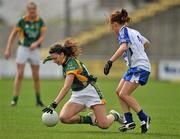 20 August 2011; Caitriona O'Shaughnessy, Meath, in action against Grainne McNally, Monaghan. TG4 All-Ireland Ladies Senior Football Championship Quarter-Final, Meath v Monaghan, St Brendan's Park, Birr, Co. Offaly. Picture credit: David Maher / SPORTSFILE