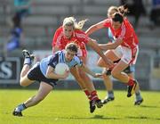 20 August 2011; Sinead Aherne, Dublin, in action against Brid Stack, centre, and Briege Corkery, Cork. TG4 All-Ireland Ladies Senior Football Championship Quarter-Final, Dublin v Cork, St Brendan's Park, Birr, Co. Offaly. Picture credit: David Maher / SPORTSFILE