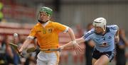 20 August 2011; Dessie McLean, Antrim, in action against Jack Doughan, Dublin. Bord Gais Energy GAA Hurling Under 21 All-Ireland Championship Semi-Final, Antrim v Dublin, Pairc Esler, Newry, Co. Down. Picture credit: Oliver McVeigh / SPORTSFILE