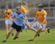 20 August 2011; Tomas Connolly, Dublin, in action against Michael Armstrong, Antrim. Bord Gais Energy GAA Hurling Under 21 All-Ireland Championship Semi-Final, Antrim v Dublin, Pairc Esler, Newry, Co. Down. Picture credit: Oliver McVeigh / SPORTSFILE