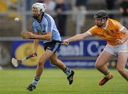20 August 2011; Odran O'Maoileidigh, Dublin, in action against Adrian Downey, Antrim. Bord Gais Energy GAA Hurling Under 21 All-Ireland Championship Semi-Final, Antrim v Dublin, Pairc Esler, Newry, Co. Down. Picture credit: Oliver McVeigh / SPORTSFILE