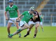 20 August 2011; Alan Dempsey, Limerick, with support from team-mate Patrick Begley, in action against David Burke, Galway. Bord Gais Energy GAA Hurling Under 21 All-Ireland Championship Semi-Final, Galway v Limerick, Semple Stadium, Thurles, Co. Tipperary. Picture credit: Barry Cregg / SPORTSFILE