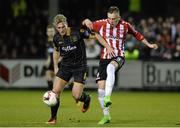 13 March 2017; John Mountney of Dundalk in action against Ronan Curtis of Derry City during the SSE Airtricity League Premier Division match between Derry City and Dundalk at Maginn Park in Buncrana, Donegal. Photo by Oliver McVeigh/Sportsfile