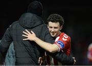 13 March 2017; Barry McNamee of Derry City celebrates after the SSE Airtricity League Premier Division match between Derry City and Dundalk at Maginn Park in Buncrana, Donegal. Photo by Oliver McVeigh/Sportsfile