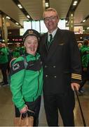 14 March 2017; Aer Lingus First Office Eric Jones with Team Ireland's Cyril Walker, a member of Skiability Special Olympics Club, from Markethill, Co. Armagh, pictured at Dublin Airport prior to their departure for the 2017 Special Olympics World Winter Games in Austria. Dublin Airport, Dublin. Photo by Ray McManus/Sportsfile