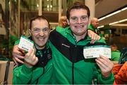 14 March 2017; Team Ireland's Brian McDonnell, left, a member of Mallow United Special Olympics Club, from Cork City, Co. Cork and Team Ireland's Joseph McCarthy, a member of COPE Foundation Cork Special Olympics Club, from Midleton, Co. Cork, pictured at Dublin Airport prior to their departure for the 2017 Special Olympics World Winter Games in Austria. Dublin Airport, Dublin. Photo by Ray McManus/Sportsfile