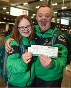 14 March 2017; Team Ireland's Laoise Kenny, a member of Kilternan Karvers Special Olympics Club, from Monkstown, Co. Dublin, and Team Ireland's Cyril Walker, a member of Skiability Special Olympics Club, from Markethill, Co. Armagh, pictured at Dublin Airport prior to their departure for the 2017 Special Olympics World Winter Games in Austria. Dublin Airport, Dublin. Photo by Ray McManus/Sportsfile