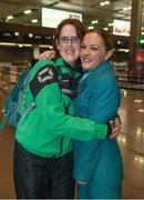 14 March 2017; Team Ireland's Lorraine Whelan, a member of Kilternan Karvers Special Olympics Club, from Delgany, Co. Wicklow, with Aer Lingus cabin crew member Lorraine Maher pictured at Dublin Airport prior to their departure for the 2017 Special Olympics World Winter Games in Austria. Dublin Airport, Dublin. Photo by Ray McManus/Sportsfile