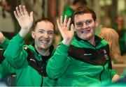 14 March 2017; Team Ireland's Brian McDonnell, left, a member of Mallow United Special Olympics Club, from Cork City, Co. Cork, and Joseph McCarthy, a member of COPE Foundation Cork Special Olympics Club, from Midleton, Co. Cork pictured at Dublin Airport prior to their departure for the 2017 Special Olympics World Winter Games in Austria. Dublin Airport, Dublin. Photo by Ray McManus/Sportsfile