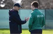 14 March 2017; Ireland head coach Joe Schmidt, left, in conversation with Paddy Jackson of Ireland during squad training at Carton House in Maynooth, Co Kildare. Photo by Brendan Moran/Sportsfile