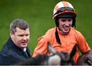 14 March 2017; Trainer Gordon Elliott, left, and jockey Jack Kennedy after winning the Sky Bet Supreme Novices' Hurdle with Labaik during the Cheltenham Racing Festival at Prestbury Park, in Cheltenham, England. Photo by Seb Daly/Sportsfile