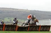 14 March 2017; Labaik, centre, with Jack Kennedy up, jumps the last on their way to winning the Sky Bet Supreme Novices' Hurdle during the Cheltenham Racing Festival at Prestbury Park, in Cheltenham, England. Photo by Seb Daly/Sportsfile