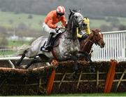 14 March 2017; Labaik, with Jack Kennedy up, jumps the last on their way to winning the Sky Bet Supreme Novices' Hurdle during the Cheltenham Racing Festival at Prestbury Park, in Cheltenham, England. Photo by Seb Daly/Sportsfile