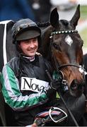 14 March 2017; Nico de Boinville with horse Altior after winning the Racing Post Arkle Challenge Trophy Novices' Steeple Chase during the Cheltenham Racing Festival at Prestbury Park, in Cheltenham, England. Photo by Seb Daly/Sportsfile