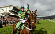 14 March 2017; Noel Fehily celebrates after winning the Stan James Champion Hurdle Challenge Trophy on Buveur D'Air during the Cheltenham Racing Festival at Prestbury Park, in Cheltenham, England. Photo by Cody Glenn/Sportsfile
