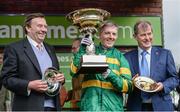 14 March 2017; Trainer Nicky Henderson, left, jockey Noel Fehily, centre, and owner JP McManus after winning the Stan James Champion Hurdle Challenge Trophy with Buveur D'Air during the Cheltenham Racing Festival at Prestbury Park, in Cheltenham, England. Photo by Seb Daly/Sportsfile