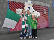 20 August 2011; Showing their team support with the Bord Gais Mascot are, from left, Aisling Holland, aged 8, Katelyn Maune, aged 8, and Lauren Maune, aged 5, all from Kilcornan, Co. Limeerick. Bord Gais Energy GAA Hurling Under 21 All-Ireland Championship Semi-Final, Galway v Limerick, Semple Stadium, Thurles, Co. Tipperary. Picture credit: Barry Cregg / SPORTSFILE