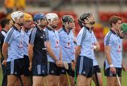 20 August 2011; The Dublin team standing for the National Anthem. Bord Gais Energy GAA Hurling Under 21 All-Ireland Championship Semi-Final, Antrim v Dublin, Pairc Esler, Newry, Co. Down. Picture credit: Oliver McVeigh / SPORTSFILE