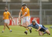 20 August 2011; Tony McCloskey, Antrim, in action against Danny Sutcliffe, Dublin. Bord Gais Energy GAA Hurling Under 21 All-Ireland Championship Semi-Final, Antrim v Dublin, Pairc Esler, Newry, Co. Down. Picture credit: Oliver McVeigh / SPORTSFILE