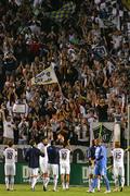 20 August 2011; LA Galaxy players celebrate victory over San Jose Earthquakes. MLS, LA Galaxy v San Jose Earthquakes, The Home Depot Center, Carson, California, USA. Picture credit: Jake Roth / SPORTSFILE