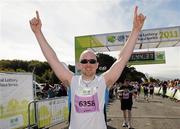 20 August 2011; Graham Wall, from Dublin, celebrates after finishing the National Lottery Frank Duffy 10 Mile race, Phoenix Park, Dublin. Picture credit: Pat Murphy / SPORTSFILE