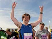 20 August 2011; Andrew Clarke, from Monaghan, celebrates after finishing the National Lottery Frank Duffy 10 Mile race, Phoenix Park, Dublin. Picture credit: Pat Murphy / SPORTSFILE